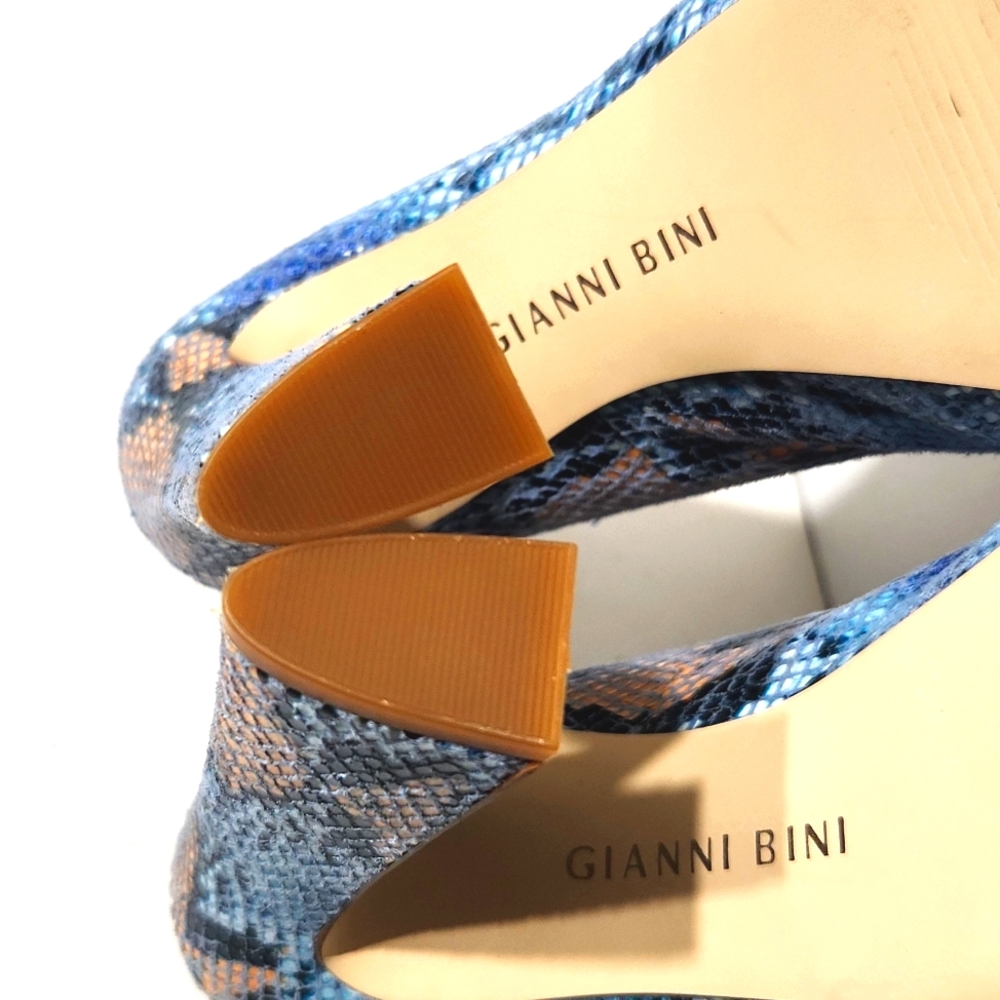 Gianni Bini Daniella Leather Snakeskin Platform Open Toe High Heel Size 8 EUC!! - Picture 14 of 16